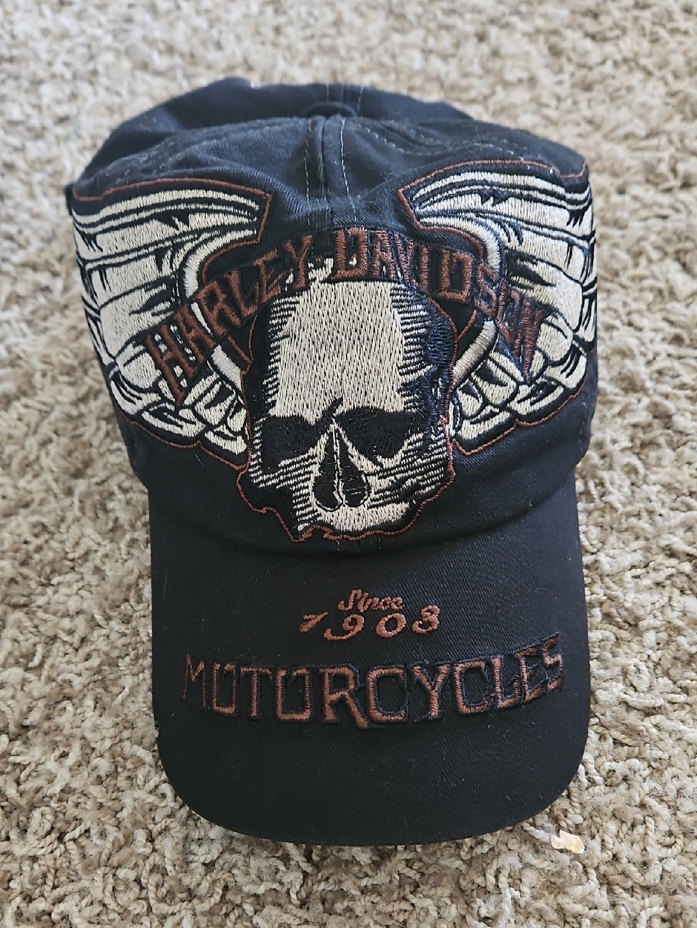 Harley-Davidson Black Cap Skull & Wing Embroidery